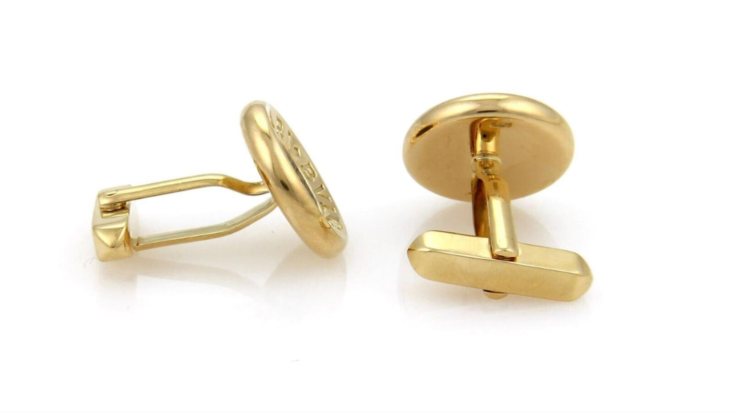 Bvlgari Signature Onyx Yellow Gold Concave Circle Cufflinks