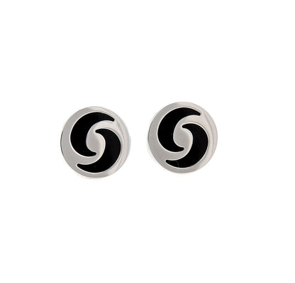 Bvlgari Optical Illusion Onyx 18k White Gold Round Stud Earrings