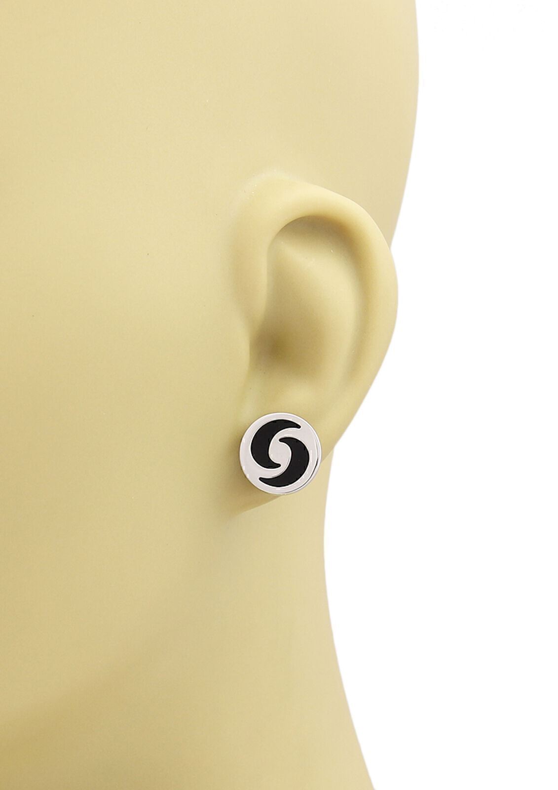 Bvlgari Optical Illusion Onyx 18k White Gold Round Stud Earrings