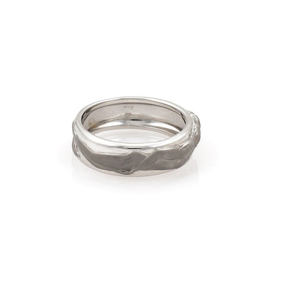 Carrera y Carrera Adam & Eve 18k White Gold Band Ring - Size 8