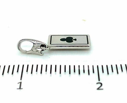 Cartier Double C 18k White Gold Black Enamel Club Card Charm Pendant