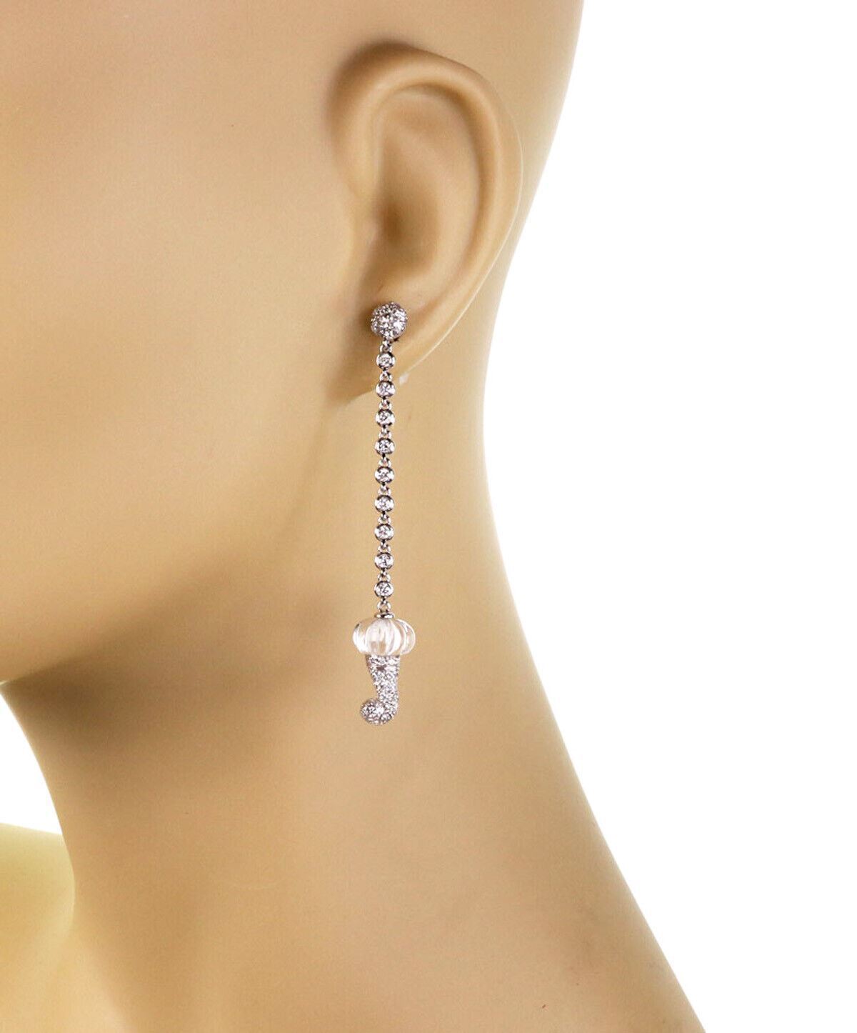 Chantecler Diamond & Clear Quartz 18k White Gold Drop Dangle Earrings