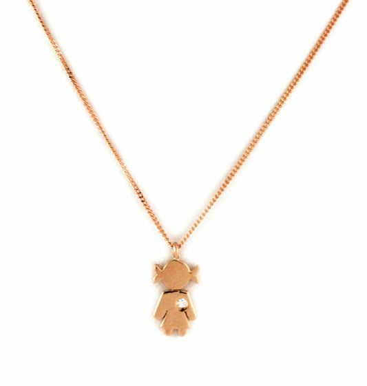 Crivelli Bimba Girl Easy Diamond 18k Rose Gold Pendant Necklace