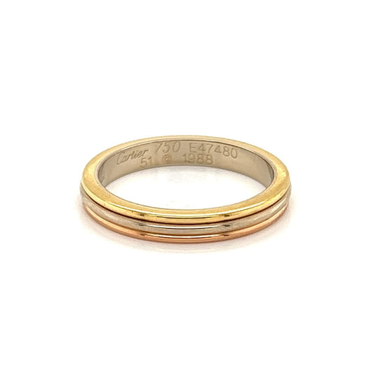 Cartier 18k Tri-Color Gold Band Ring - Size 5.5