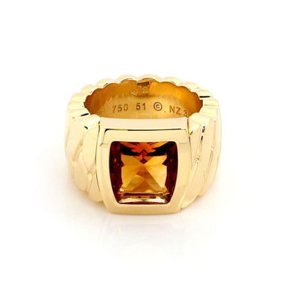 Cartier La Dona Citrine 18k Yellow Gold Band Ring W/Paper - Size 5.5