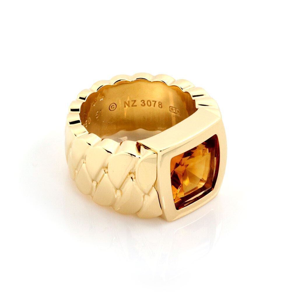 Cartier La Dona Citrine 18k Yellow Gold Band Ring W/Paper - Size 5.5