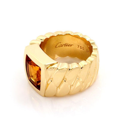 Cartier La Dona Citrine 18k Yellow Gold Band Ring W/Paper - Size 5.5