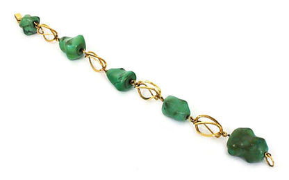 Turquoise Nugget 18k Yellow Gold Link Bracelet