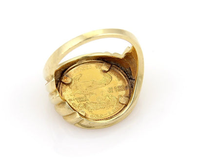 22k Saint Gaudens 1/10 oz $5 Gold Coin Set in 14k Gold Ring - Size 10