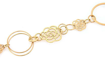 Chanel Camellia 18k Yellow Gold Necklace & Bracelet Set w/Paper