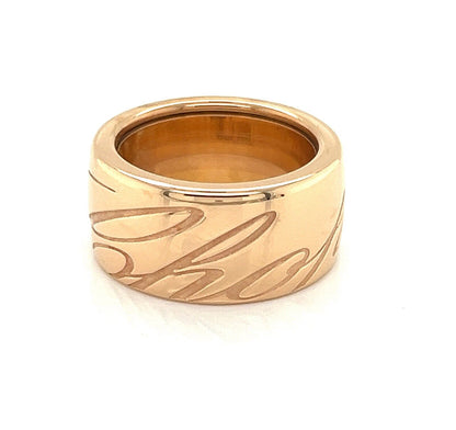 Chopard 18k Pink Gold Signature Chopardissimo Wide Band Ring - Size 6