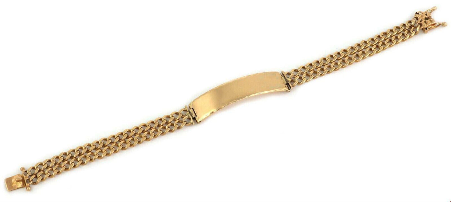 ID Bar Double Chain Link 14k Yellow Gold Bracelet - 8.5"