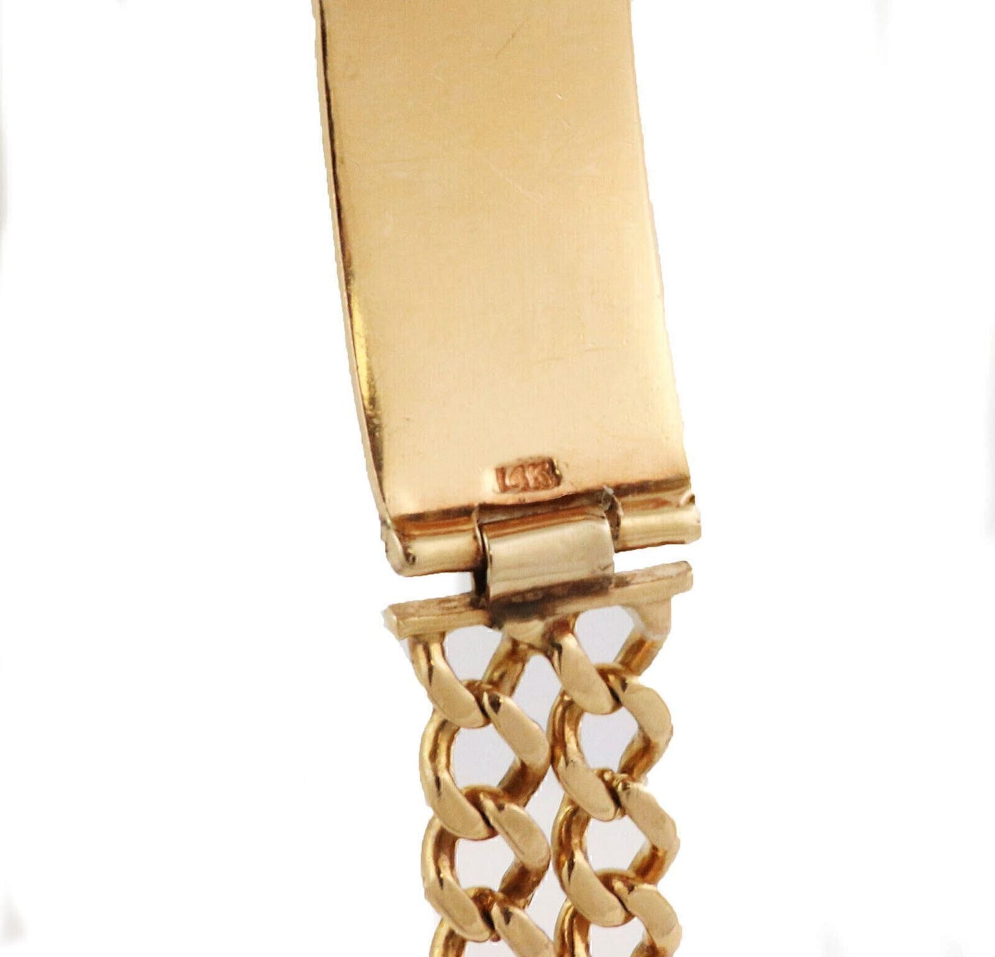 ID Bar Double Chain Link 14k Yellow Gold Bracelet - 8.5"