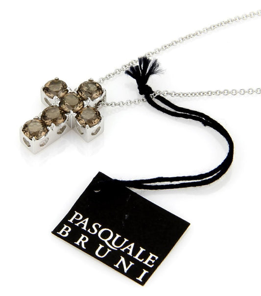 Pasquale Bruni 5.05ct Smoky Quartz 18K White Gold Cross Pendant Necklace