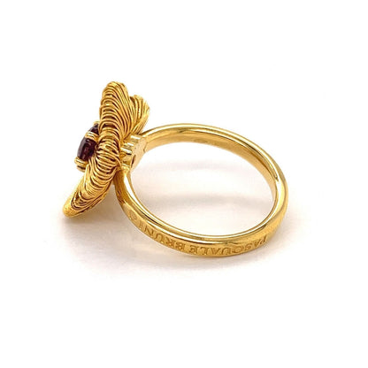 Pasquale Bruni Penelope 18k Yellow Gold Amethyst Flower Ring - Size 7.5