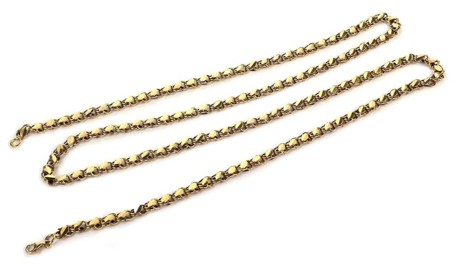Charm Link 18k Yellow Gold Long Chain Necklace 36" Long