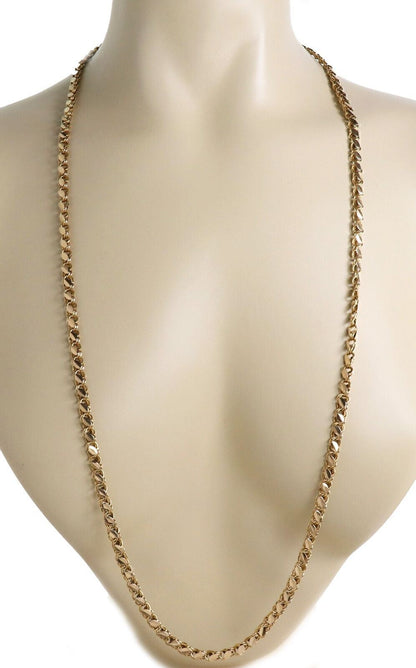 Charm Link 18k Yellow Gold Long Chain Necklace 36" Long