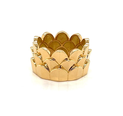 Fred of Paris Une ile D'or 18k Yellow Gold Wide Crown Band Ring - Size 6