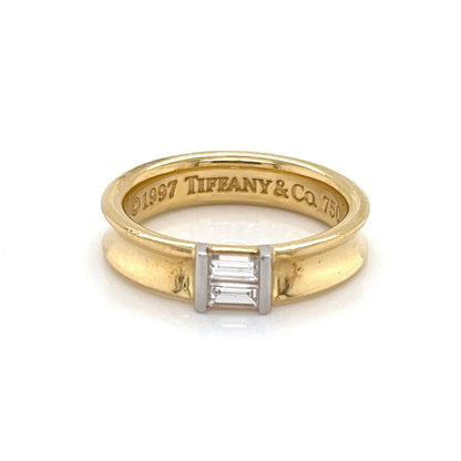 Tiffany & Co. Channel Set Baguette Diamond 18k Yellow Gold Ring - Size 6