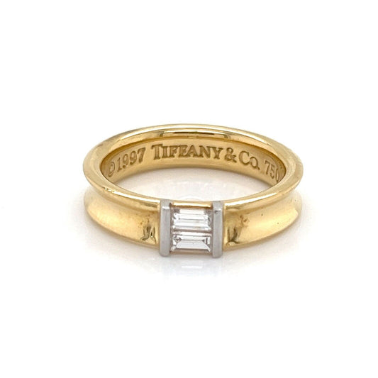 Tiffany & Co. Channel Set Baguette Diamond 18k Yellow Gold Ring - Size 6