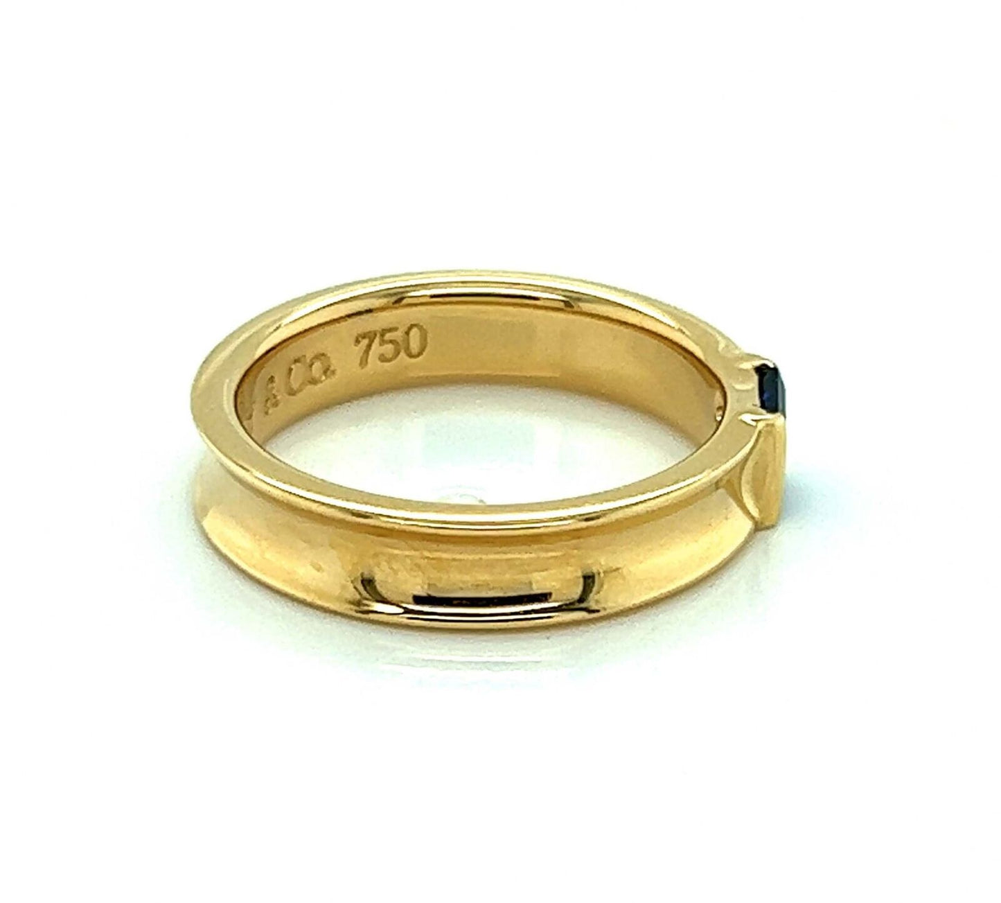 Tiffany & Co. Baguette Sapphire 18k Yellow Gold Concave Band Ring - Size 6