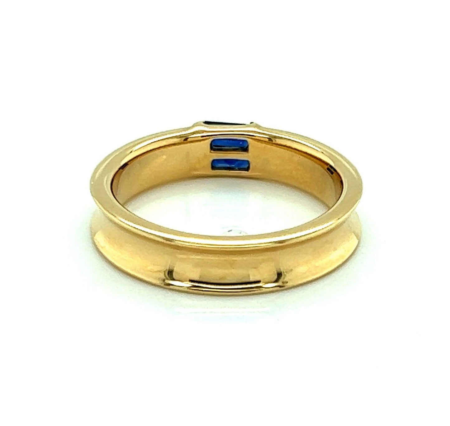 Tiffany & Co. Baguette Sapphire 18k Yellow Gold Concave Band Ring - Size 6