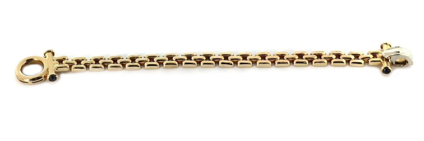 Sapphire Triple Row 14k Yellow Gold Bar Link Bracelet