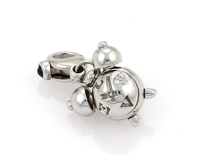 Pasquale Bruni Diamond Clock 18k White Gold Charm Pendant