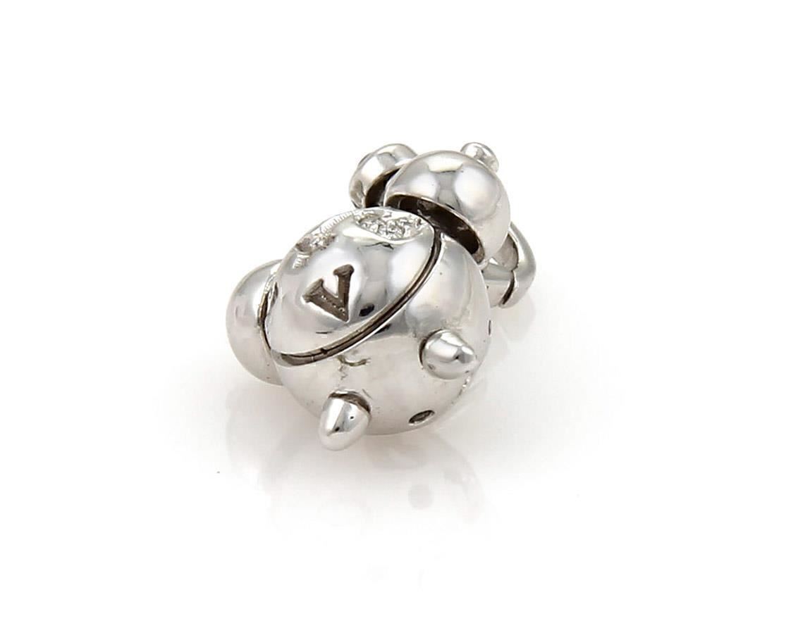 Pasquale Bruni Diamond Clock 18k White Gold Charm Pendant