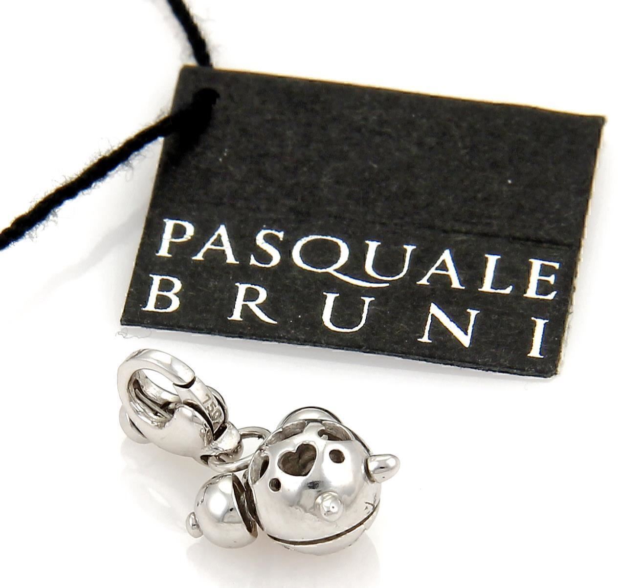 Pasquale Bruni Diamond Clock 18k White Gold Charm Pendant