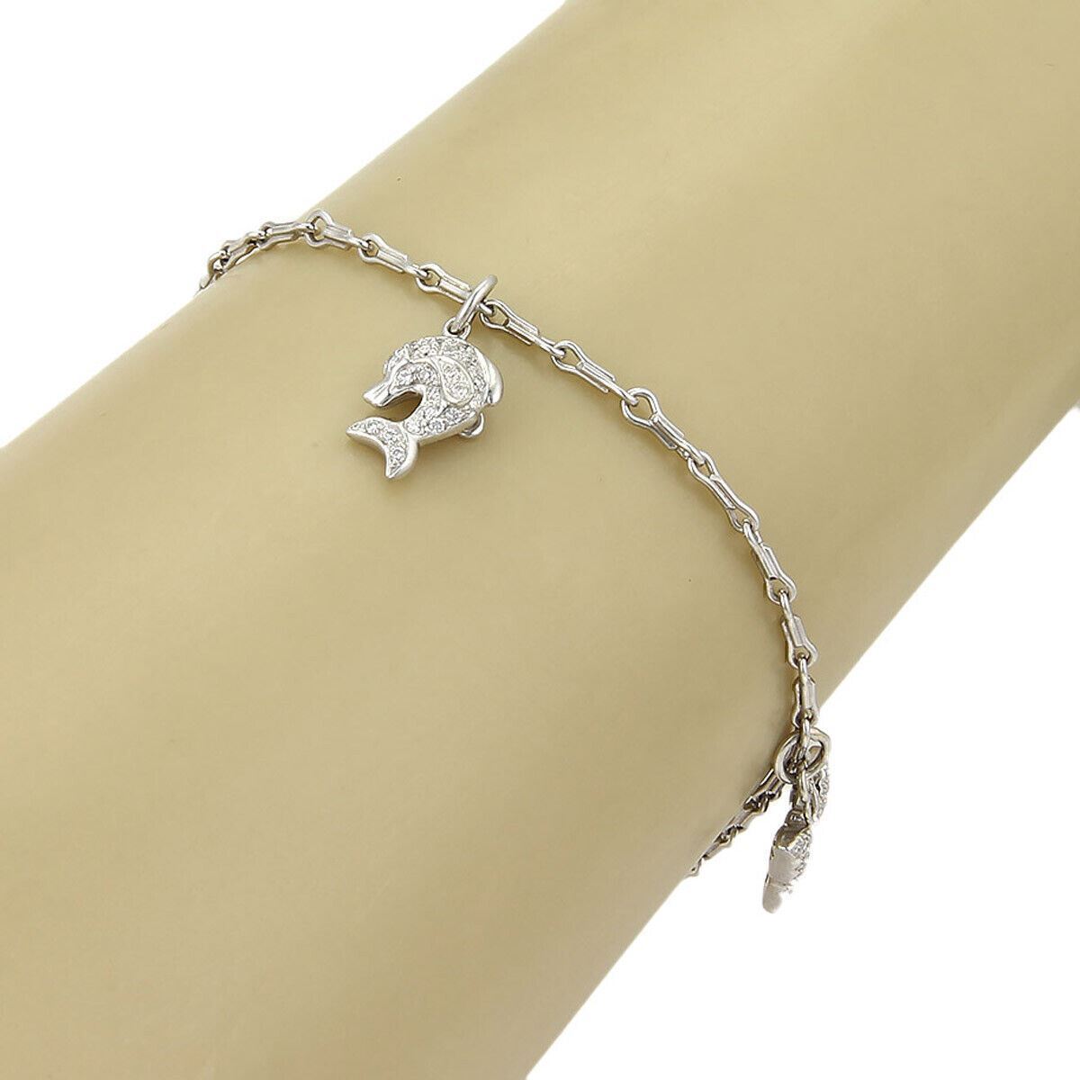 Platinum & Diamond Triple Charm Double Chain Link Bracelet