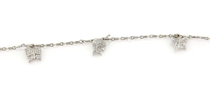 Platinum & Diamond Triple Charm Double Chain Link Bracelet
