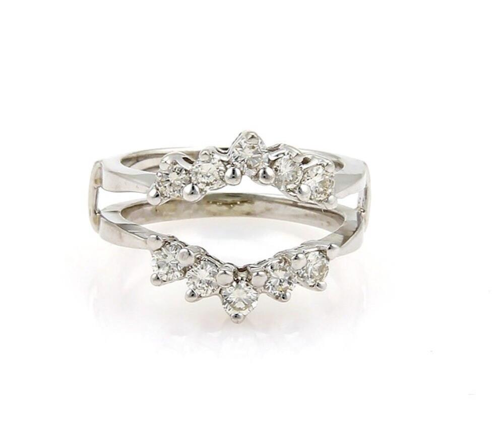 Diamond Insert 14k White Gold Ring - Size 6