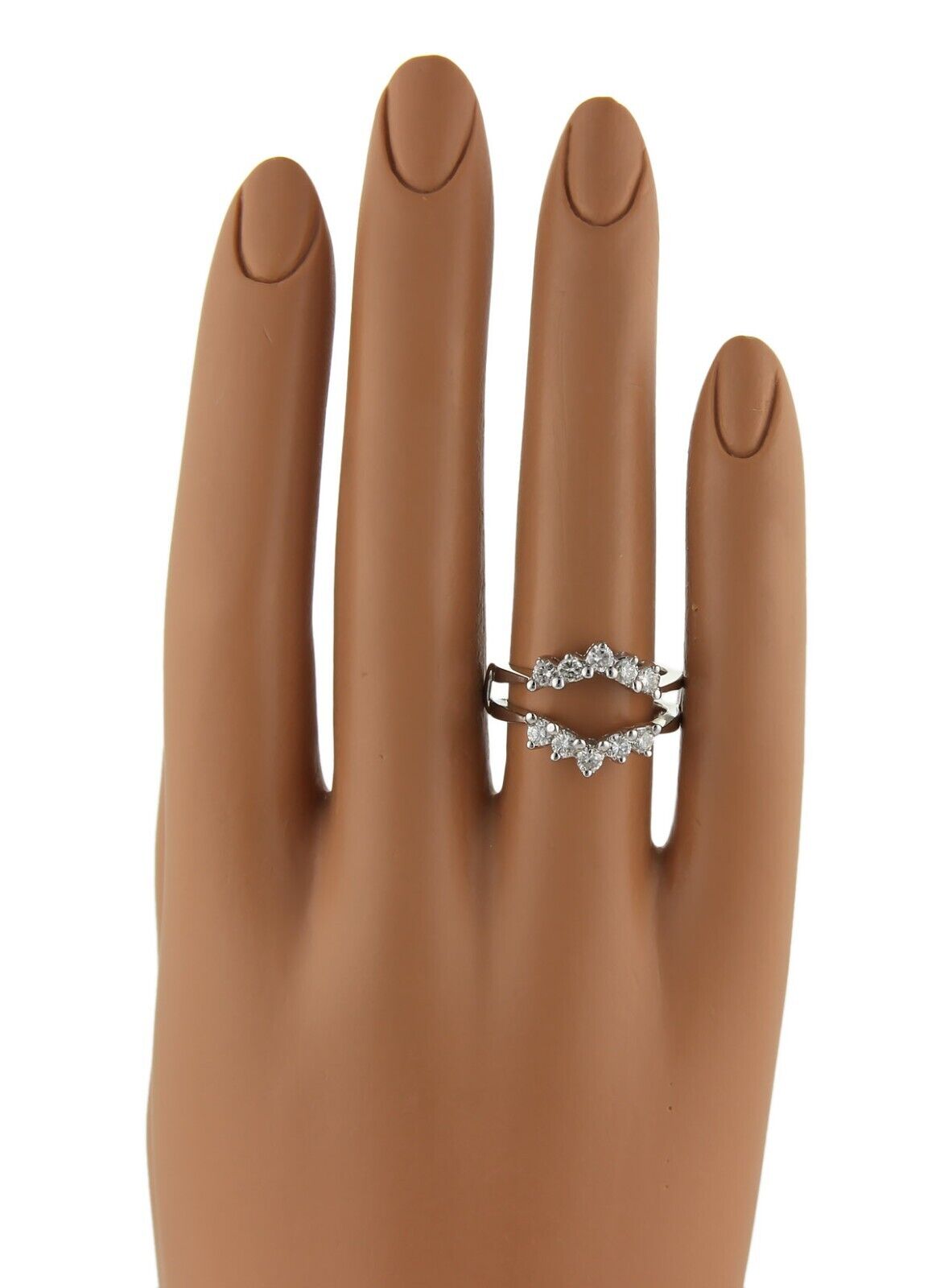 Diamond Insert 14k White Gold Ring - Size 6