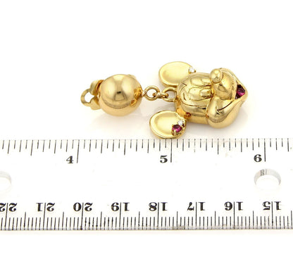 Mickey & Minnie Mouse Diamond Rubies 18k Yellow Gold Drop Dangle Earrings