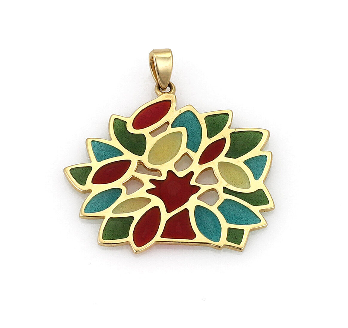 Mikimoto Plique-A-Jour Enamel 18k Yellow Gold Floral Charm Pendant