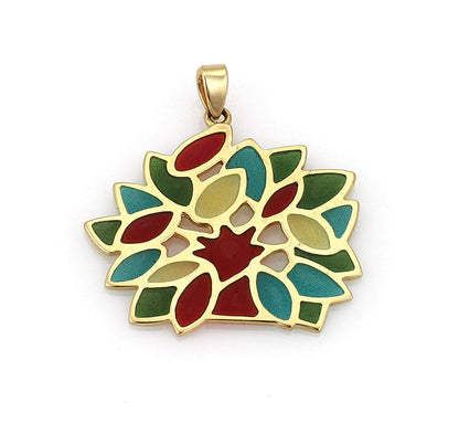 Mikimoto Plique-A-Jour Enamel 18k Yellow Gold Floral Charm Pendant