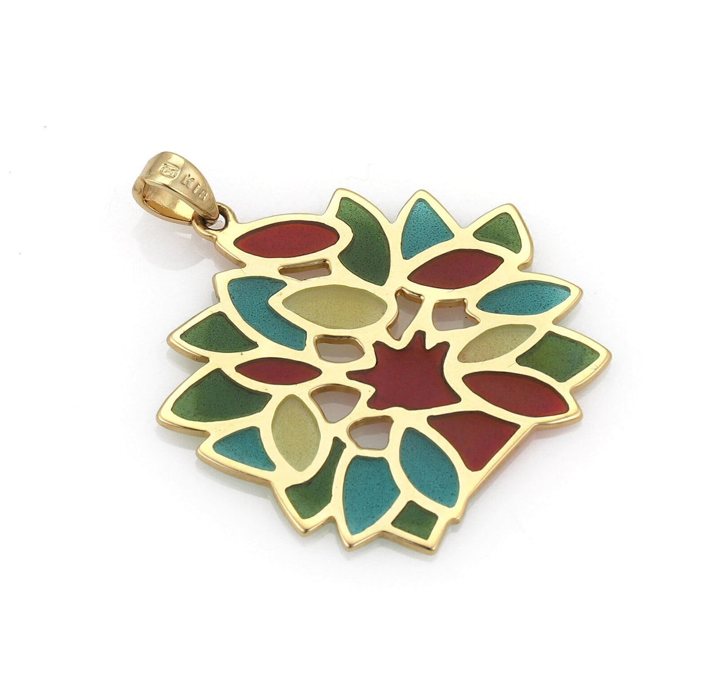 Mikimoto Plique-A-Jour Enamel 18k Yellow Gold Floral Charm Pendant