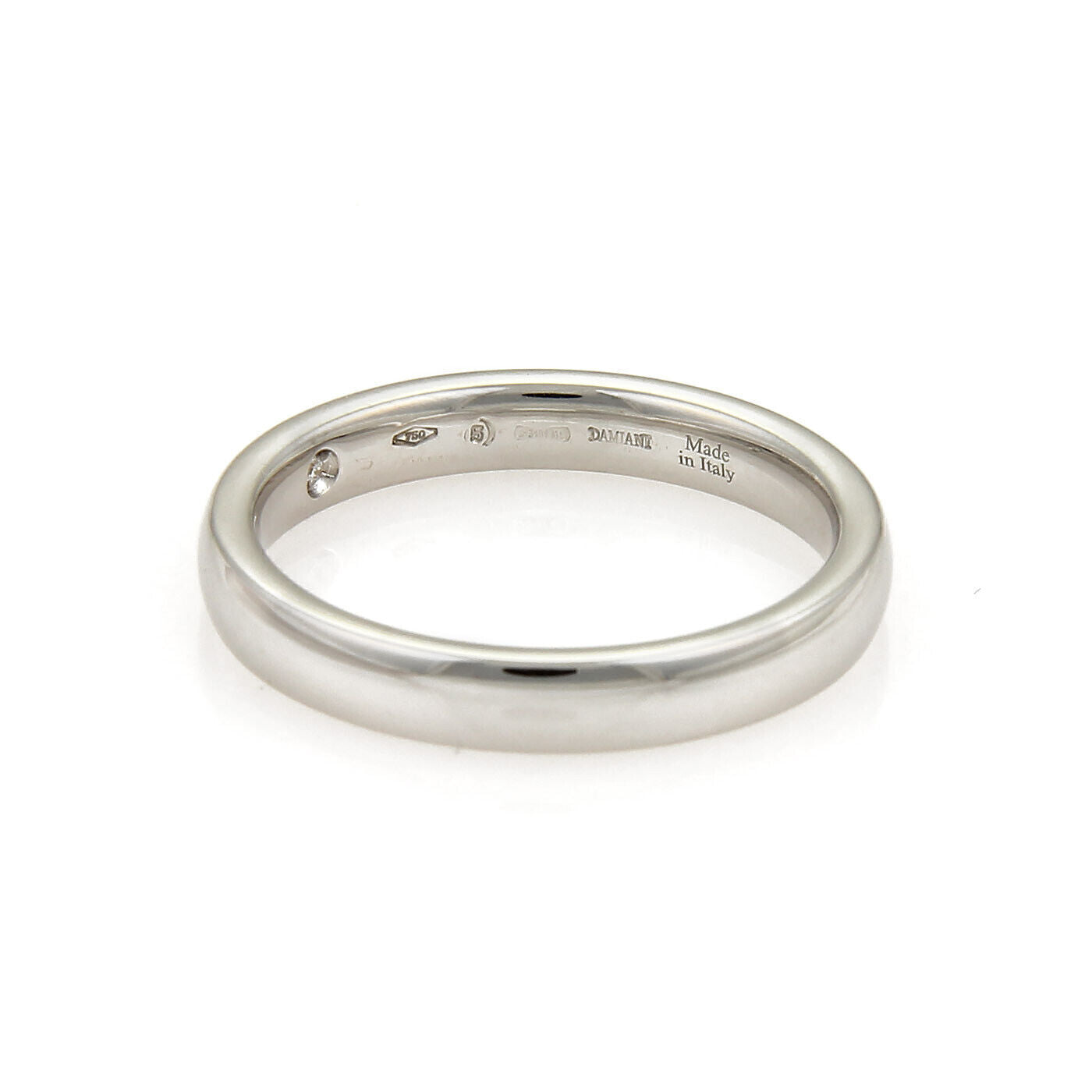 Damiani Noi Due 18k White Gold 3.5mm Plain Wedding Band - Size 9