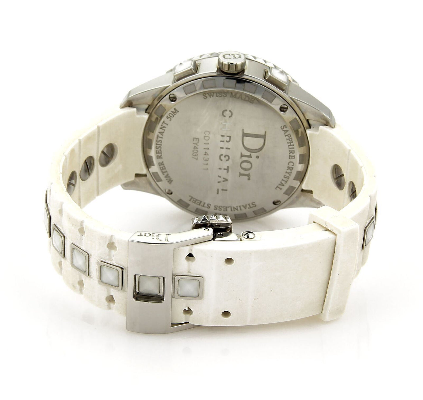 Christian Dior Christal Women's Stainless Steel Rubber and Ceramic Quartz Diamond Bezel Watch
