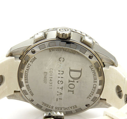 Christian Dior Christal Women's Stainless Steel Rubber and Ceramic Quartz Diamond Bezel Watch