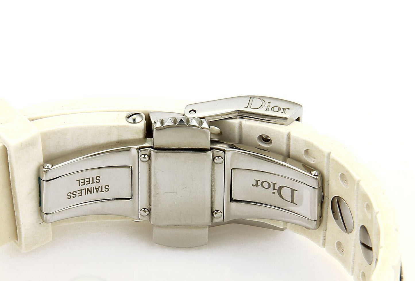 Christian Dior Christal Women's Stainless Steel Rubber and Ceramic Quartz Diamond Bezel Watch