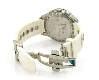 Christian Dior Christal Women's Stainless Steel Rubber and Ceramic Quartz Diamond Bezel Watch