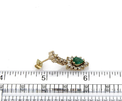 Diamond & Emerald 18k Yellow Gold Floral Dangle Earrings