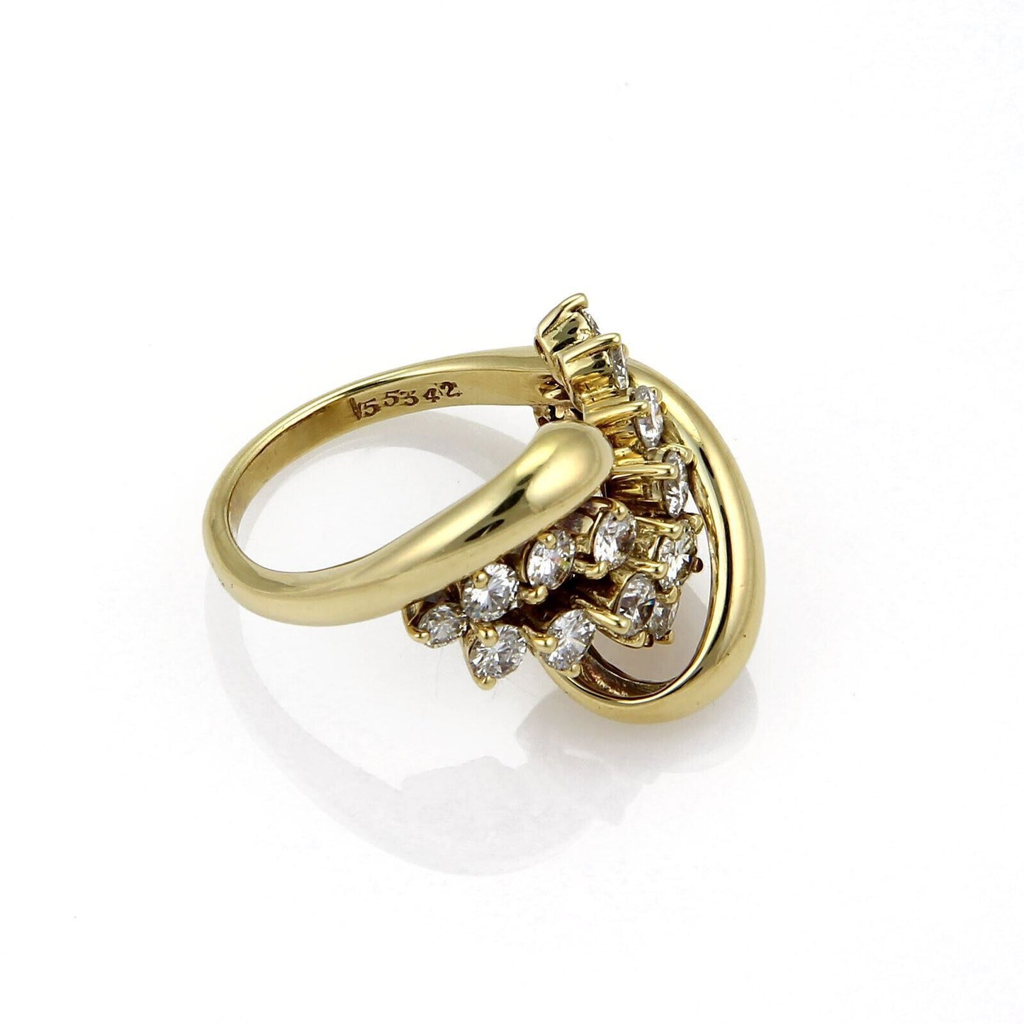 Jose Hess Diamond 18k Yellow Gold Cocktail Curved Loop Ring - Size 6.5