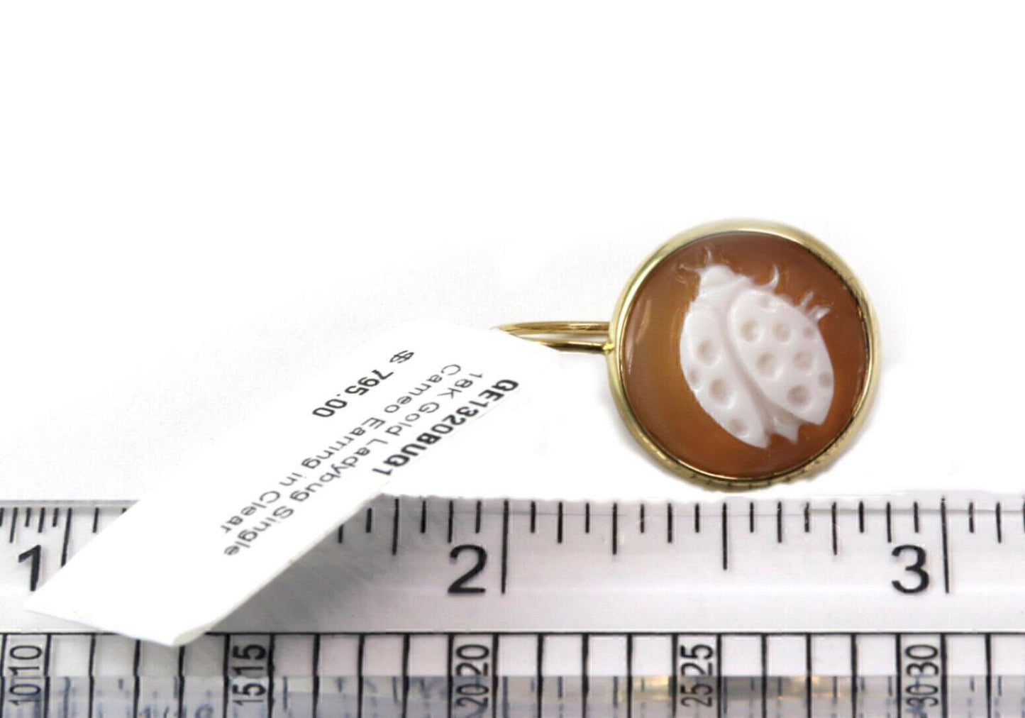 Ippolita 14k Gold Ladybug Shell Cameo Clear Quartz Single Earring