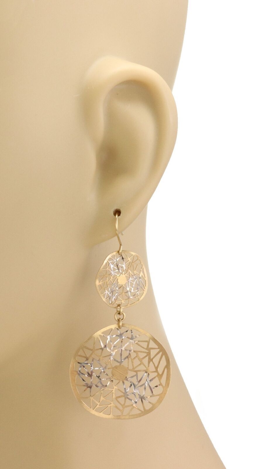 Giordana Castellan 14k Gold Web Design 2 Circle Wave Dangle Earrings