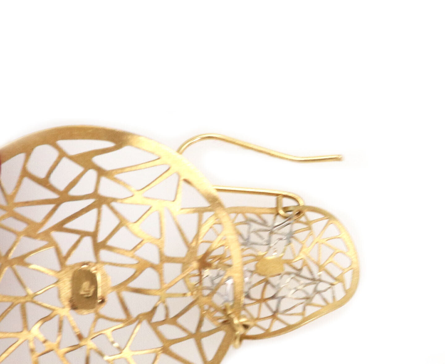 Giordana Castellan 14k Gold Web Design 2 Circle Wave Dangle Earrings