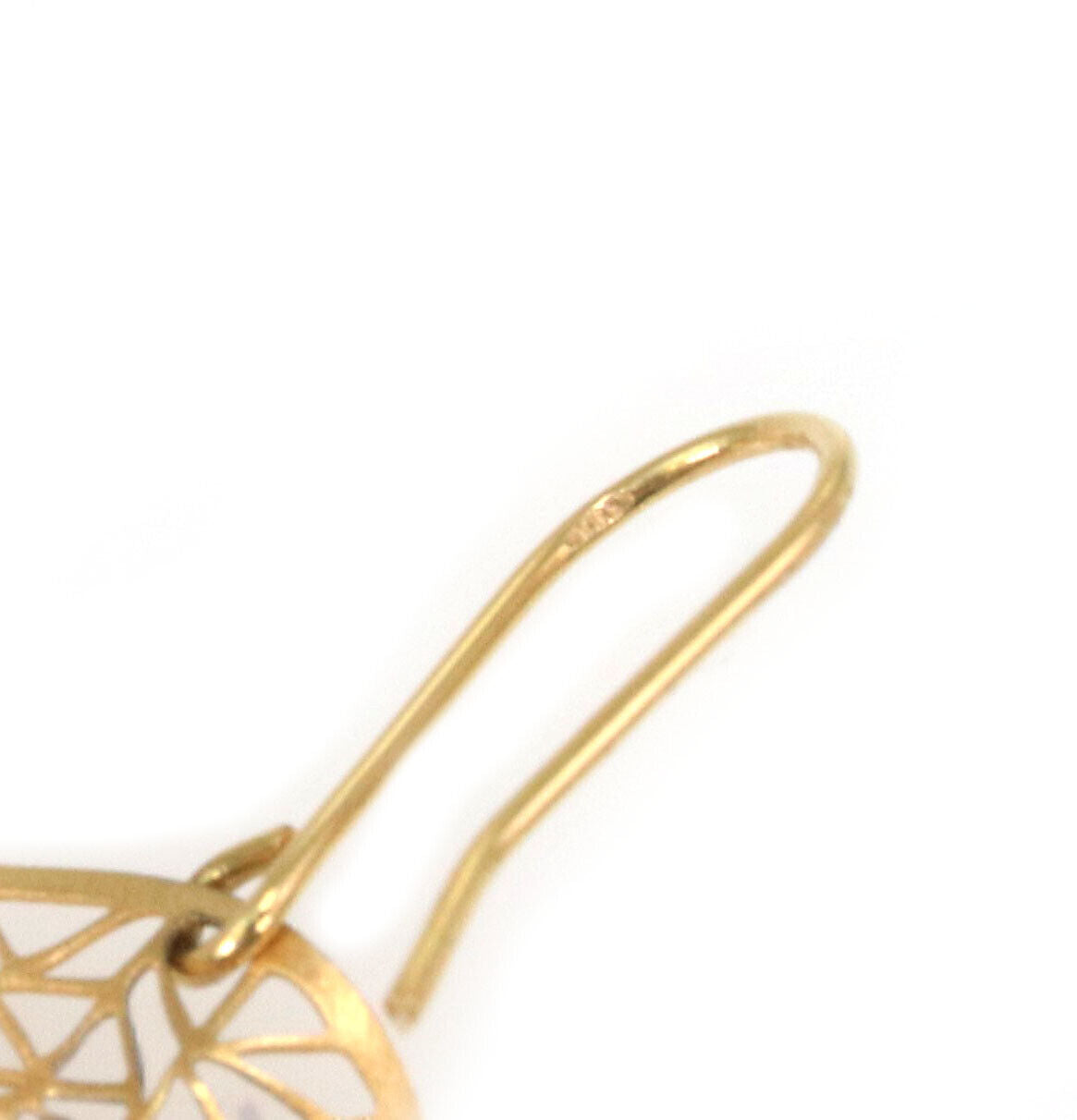 Giordana Castellan 14k Gold Web Design 2 Circle Wave Dangle Earrings