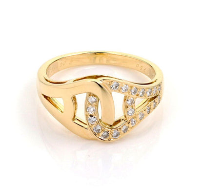 Cartier Diamond 18k Yellow Gold Open Love Knot Band Ring - Size 6.5